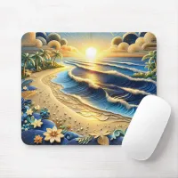 Ocean View Tropical Paper Quilling Effect  Mouse Pad