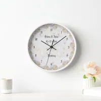 Romantic white roses wedding gift round clock