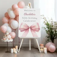 Pink bow elegant birthday party welcome foam board