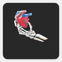 This Is My Heart Skeleton Heart Hands Creative Square Sticker