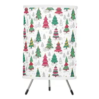 Quirky Whimsical Decorated Christmas Trees Doodles Tripod Lamp