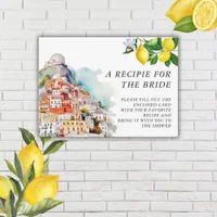  Lemon Summer Recipe Reques Italian Bridal Shower  Enclosure Card