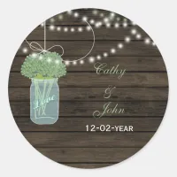 sage flowers mason jar wedding favor stickers