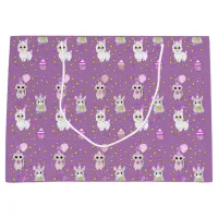 Happy Birthday Purple Llama, Kittens and Mouse Large Gift Bag