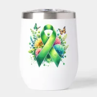 Lyme Disease Awareness Ribbon Thermal Wine Tumbler