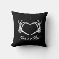 Spooky Classic - Skeleton Hands Heart Throw Pillow