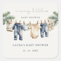 A Merry Little Baby Shower Christmas Boy Shower Square Sticker