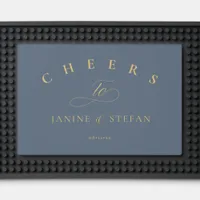 Simple Elegance Wedding Cheers Dusty Blue ID1022 Bar Mat