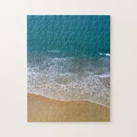 Turquoise Blue Ocean Wave Sandy Beach Jigsaw Puzzle