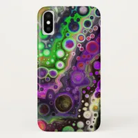 Purple, Lime Green, Black Fluid Art iPhone X Case