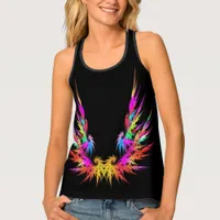 Phoenix - colorful fractal art on black tank top