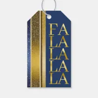 Blue Gold Christmas Fa La La Pattern#27 ID1009 Gift Tags