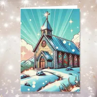 Pretty Church on a Winter Day Christmas Card