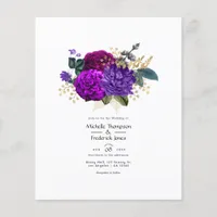 Vintage Royal Purple and Gold Floral Wedding Flyer