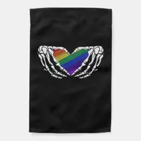 Pride Skeleton Hands Holding Heart Inclusive Garden Flag