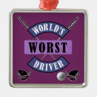 World's Worst Driver WWDc Metal Ornament