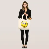 Smiling Face Expressive Yellow Jumbo Large Tote Bag