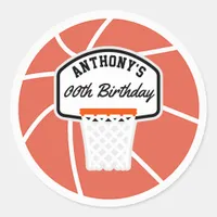 Basketball Birthday Party personalized Classic Round Sticker