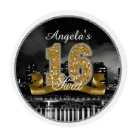 City Lights Sweet Sixteen Gold ID243 Edible Frosting Rounds