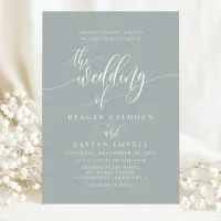 Dusty Sage Simple Modern Script Wedding Invitation