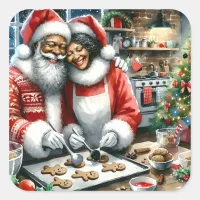 Mr and Mrs Clause Cute Christmas Square Sticker