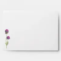 Simple Watercolor Amaranth Thistle Flower Wedding Envelope