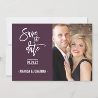 Grey and Plum color Chevron Wedding Save the Date