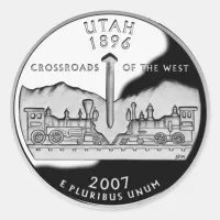 Faux Utah State Quarter Classic Round Sticker