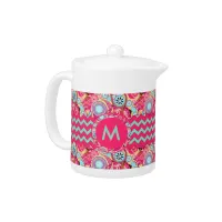 Paisley Chevron Monogram Pink PCM Teapot