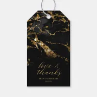 Marble Glitter Wedding Thanks Black Gold ID644 Gift Tags