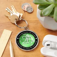 Elegant 20th Emerald Wedding Anniversary Keychain