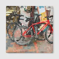 Colorful Bicycles Street Scene Magnet