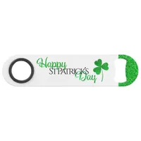 Sparkly Green Shamrock Happy St Patrick’s Day Bar Key