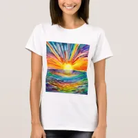 Vivid Sunset over the Water Reflection Digital Art T-Shirt