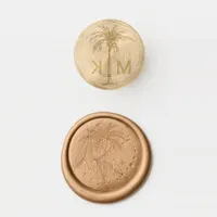 Personalized Tropical Gold Palm Tree Monogram Wax Seal Stamp