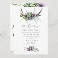 Mystical Boho Watercolor Succulent Wedding Invitation
