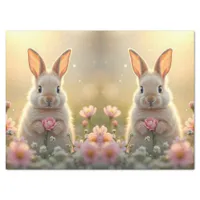 Cute little bunny in pink flowers, easter  tissue paper