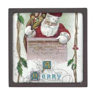 Vintage Christmas Santa Gift Box