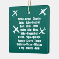 Phonetic Alphabet Air Force Blue Aeroplane Ceramic Ornament