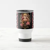 Elegant Boho Girl Black and Pink Mug