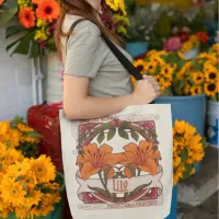 Tiger Lily Vintage-Style Art Front with Green Back Tote Bag