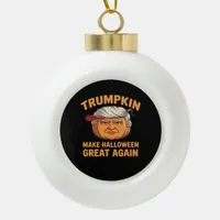 Halloween Trumpkin Make Halloween Great Again Funn Ceramic Ball Christmas Ornament