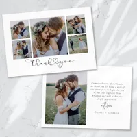 Elegant Chic Script Wedding Photo Thank You Card