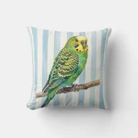 Parakeet Watercolor Pillow for Modern Home