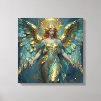 A Beautiful Gold and Turquoise Angel  Canvas Print