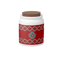 Southwest Mesas Red & Turquoise geometric pattern Candy Jar