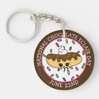 June 22nd National Chocolate Éclair Day   Keychain
