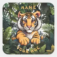 Cute Baby Lion Children's  Square Sticker