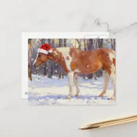 Beautiful Christmas Paint Horse Mare Postcard