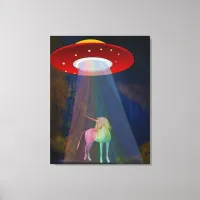 Unicorn Under UFO Rainbow Beam at Night, ZKoA Canvas Print